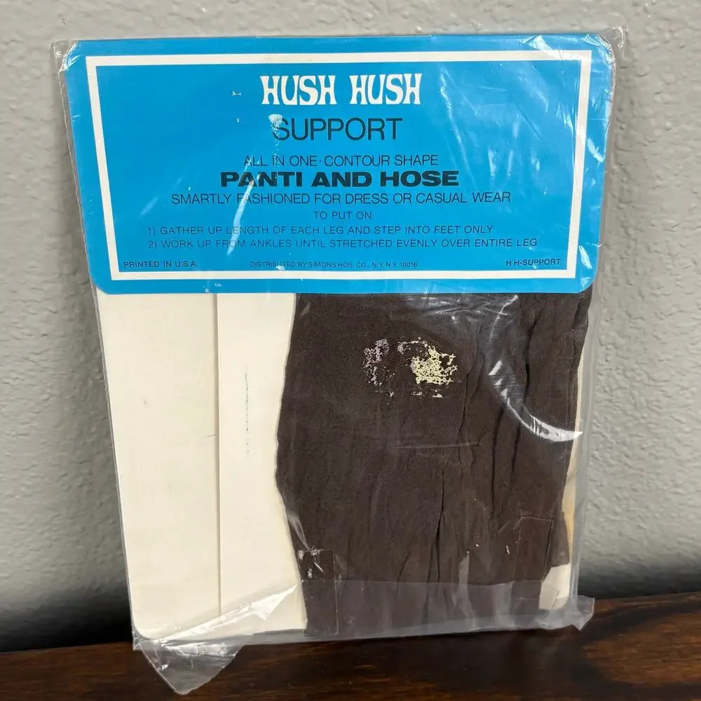 Hush Hush Support Pantyhose Size C-D Coffee Bean Color Tights Nylon Spandex